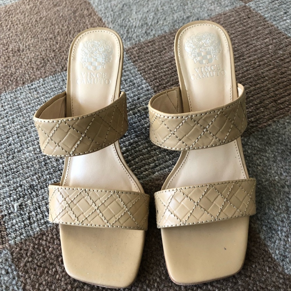 Vince Camuto tan leather sandals- worn one time, in great condition.